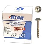 Kreg SML-C1-500 1-Inch #8 Coarse Washer-Head Pocket Hole Screws, 500-Pack [並行輸入品]