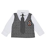 ★☆メンズクラブミニMen'ｓ Club Mini☆★カットソーベストと<br>オックスフォード素材シャツの見せかけトップス（タイつき）80cm：90cm：95cm (95cm, 千鳥チェック)