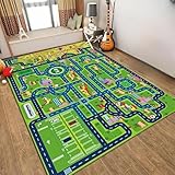 ラグ キッズマット プレイマット 道路 交通 地図 線路 プラレール トミカ 車柄 洗える 滑り止め付き 防音 防カビ 優しい肌触り 早期教育 知育 おもちゃマット 保育園 幼稚園 部屋飾り カーペット 面白い ゲームマップ 寝室 床暖房対応 おしゃれ デザイン (100*180CM,A)