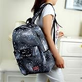 Prawey（TM）1個/ロットユニセックスヴィンテージジッパーバックパック銀河宇宙空間パターンカジュアル旅行スクールバッグpa672219