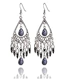 Tmrow 1ペア ヴィンテージ　部族のジュエリー　ピアス　ボヘミアン　ターコイズ　タッセル　ちらつかせる