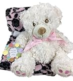 Baby Safe My First Teddy Bear、ローズフリースブランケット、ボタン画像フレーム – バレンタインの日、ベビーシャワー、新しいベビーギフトforガールズ