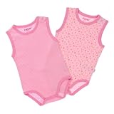 デンマークの子供服ブランド FIXONIドットプリントとボーダーのノンスリーブボディスーツ ピンク 2枚セット 80ｃｍ