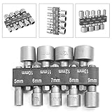 Mallofusa 9pcs パワー ナット ドライバー 六角 シャンク ドリル ビット アダプター ソケット レンチ スクリューツール