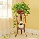 Plant shelf アイロンフラワーフレームリビングルームバルコニーインテリアイミテーションウッド2層フラワーポットラックアイアンフラワーポット Flower racks ( 色 : B )