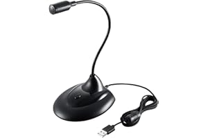 エレコム PCマイク スタンドマイク USB フレキシブルアーム ミュートボタン付き LED搭載 ブラック HS-MC07UBK