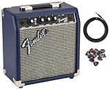 Fender Frontman 10G Electric Guitar Amplifier - Midnight Blue Bundle with 24 Picks and 10-Foot Instrument Cable