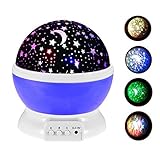 LED夜間照明lamp-romantic 3モードカラフルなLED、ベビーギフトロマンチック回転スターライトプロジェクタキッズNight Light Starry Moon Star Sky Nigh
