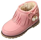 (コ-ランド) Co-land 子供靴 秋冬 ブーツ キッズ 靴 フリンジ リボン付き 裏ボア 雪靴 ベビー 女の子 ショートブーツ 防寒 シューズ ピンク 内寸13cm