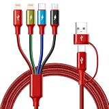 Minlu 6in1 マルチ充電ケーブル 1.8m 充電器 type-c ケーブル データ転送 アダプター変換 充電コード タイプc 4台同時充電可能