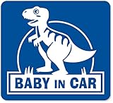 imoninn BABY in car ステッカー　【マグネットタイプ】　No.71　ティラノサウルスさん　（青色）