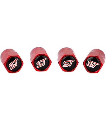 GO-UPP 4Pcs Etal ST Logo Car Wheel Tire Valve Ste Caps For Ford ST