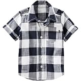 OSHKOSH(オシュコシュ) バッファローチェックボタンフロントシャツ ネイビー トップス半袖シャツ 24ヶ月【並行輸入】