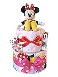 おむつケーキ ディズニー ミニーマウス 2段 女の子用 (メリーズ新生児)