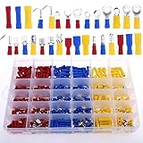 Glarks 500pcs 22-10 Gauge Quick Disconnect Electrical Insulated Butt Female / Male Spade Fork Ring B