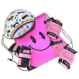 J@G 子供用 自転車用 ヘルメット ヒジ ヒザ 手首 プロテクター セット ナップサック付き 超軽量 可愛い Mサイズ (A-type1 ﾎﾜｲﾄxﾋﾟﾝｸ)