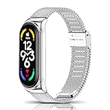 [HeeNia] Xiaomi Mi Band 7/Smart Band 7 対応 バンド 金属ベルト ステンレス製 替えベルト 長さ調節可能 男女兼用 (シルバー)