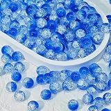 ガラスビーズ 10mm 100個入り ラウンドビーズ アクセサリー制作 手芸 ビーズパーツ ブレスレット ネックレス ライトカラー (クリア＆ブルー) NYANDELMO ND-0279-R02-H5-CLBL