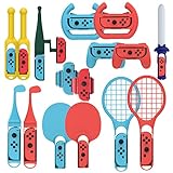 スイッチ スポーツ用 ハンドル アクセサリー Switch Sports対応 体感スポーツ 釣り竿 卓球 ゴルフ テニス ゲーム 没入感体験 Switch/Switch OLEDジョイコン グリップ用 コントローラ (16 in 1 セット)