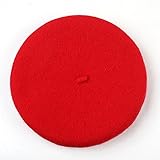 キッズ ベレー帽 100%ウール 選べる40色 (レッド)