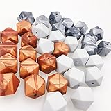 Mamimami Home 歯固め シリコン製 アクセサリー 17mm 八角 ビーズ ママ ネックレス 赤ちゃん ベビー　ブレスレット 知育玩具 誕生日プレゼント ギフト はがため 25個「FDA認可