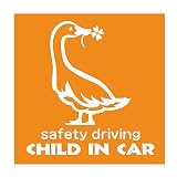 デザイン工房ＳＩＧＮＳ 車ステッカー Child in car 16 綺麗にはがせる 車 ステッカー アヒル 四つ葉 オレンジ