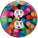 Rikki Knight RND-OUTLET-110 Colorful Spotlights Disco Ball Round Single Outlet Plate [並行輸入品]