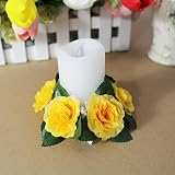 OurWarm　新しい出現の花輪の蝋燭 蝋燭花輪 結婚式 ブライダル お祝いに 蝋燭花輪 キャンドルリング (黄)