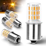 S25 led シングル 車用LED アンバー ウィンカー12V-24V (ピン角違い 150度 1156 PY21W BAU15S)バイク トラック 高耐久性 無極性 イエロー/オレンジ/アンバー (S25シングル ピン角150° 4個入り)