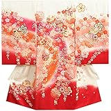 [kyoubi] お宮参り 着物 女の子 正絹初着 白 裾赤染め分けグラデーション 桜 まり 金コマ刺繍 桜地紋 桜尽くし 日本製