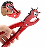 KISENG 穴あけパンチ レザー ベルト用 回転式 ベルトポンチ 6段階式ダイヤル 穴径2mm～4.5mm 穴あけ機