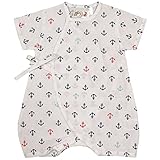 ボーイズ|ベビー|浴衣|甚平[くろわっさんす べべ]ベビー甚平|ロンパース甚平|マリン柄((日本製生地)綿100％|新生児|男の子|男児用 60-70 ホワイト