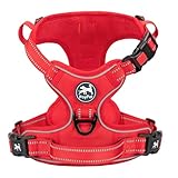 PoyPet 犬 ハーネス 犬用胴輪 夜間反射材 引っ張り防止 咳き込み軽減 サイズ調整可 通気性 簡単着脱 老犬介護 しつけ 訓練 歩行補助 散歩 可愛い 小型犬/中型犬/大型犬ハーネス(真っ赤、L)