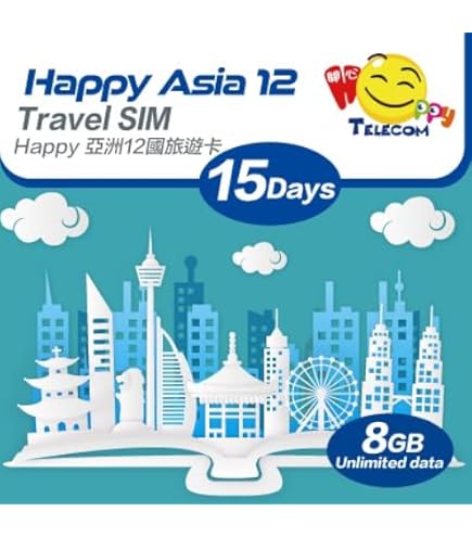 travSIM Simkaart Azië, 15 dagen - 10 GB, te gebruiken in alle Aziatische landen, toegang tot de populairste navigatie- en berichten-apps om verbonden te blijven