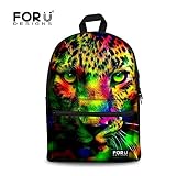 FOR U DESIGNS Cute Camo Leopard Backpack Canvas School Bag Pack for Teens [並行輸入品]