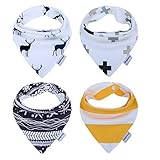 StoreofbabyJP ベビー＆キッズ用　ビブ　スタイ　赤ちゃん用　よだれかけ　子供　小物　コットン　柔らかい　三角　調整可能　4枚セット (Cホワイト)
