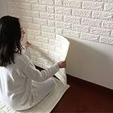 Cheerhuzz自然な白いPE発泡壁タイルモード3D DIY壁紙の壁の装飾リビングルームのベッドルームのテレビの背景の壁紙WP220-WH