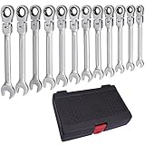 コンビネーションレンチ ラチェットレンチ 首振り 高品質　両用ヘッド 工具キット付き 8-19mm 12点セット