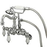 Kingston Brass CC1304T1 Heritage Vintage Leg Tub Filler with Hand Shower, Porcelain Lever Handle, Po