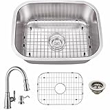 Cahaba casc0043 23 – 7-16 X 17 – 3 - 4 18ゲージステンレススチールシングルボウルバーSink with Gooseneckプルアウトキッチン蛇口、ソープディスペ