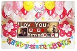 A040☆RED風船セット◆写真３枚入ります◆お誕生日を飾りましょ♪　【 写真+名前入り 横断幕♪　PHOTOバナー】 誕生日横断幕　パーティー装飾用品　◆横断幕...