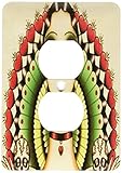 3dRose lsp_62386_6 Mexican Art Deco Lady with Skulls 2 Plug Outlet Cover [並行輸入品]