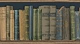 Chesapeake MAN01901B Reynolds Books Wallpaper Border, Blue by Chesapeake