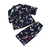 男の子 女の子|ベビー|浴衣|甚平 (110cm, ネイビー)