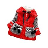 SnoLyni (JP) キッズコート ベビージャンパー アウター 羽織りフォーマル女児 キッズ 服 子供 秋冬 女の子 ガールズ カジュアル 通学 (90cm, レッド)