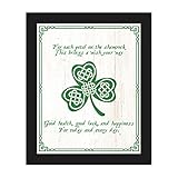 シャムロックWishes – クローバーGood Health Luck Happiness Saying onホワイトwoodgrain-pattern壁アートプリント 8x10 CEL000009