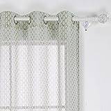 Deconovo Decorativeグラデーションモロッコ設計印刷パターンFaux Linen Grommet薄手ウィンドウカーテン 42x63 Inch グリーン CT0814-1