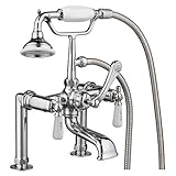 Barclay 4601-PL-CP Rim-Mounted Tub Faucet with Hand Shower, Cross Handles and 5-Inch Spout [並行輸入品]