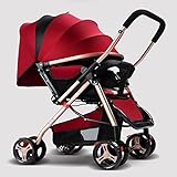 Baby双方向Pushchairsアルミ軽量ベビーカーポータブル折りたたみ4つホイールPrams 0 – 36ヶ月の レッド