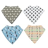 KINGZUO ベビービブ 柔らかくて軽量 赤ちゃんよだれかけ 三角 スナップボタン サイズ調整可能 4枚セット 食事用スタイ ベビー0-3歳　ナチュラルコットン100%　男女兼用　2層タイプ　スーパ